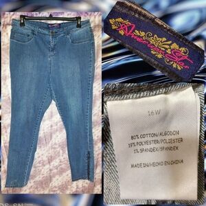 American Star Blue Faded Wash Skinny/Slim Legs Denim Jeans w/Ankle Zippers 16W